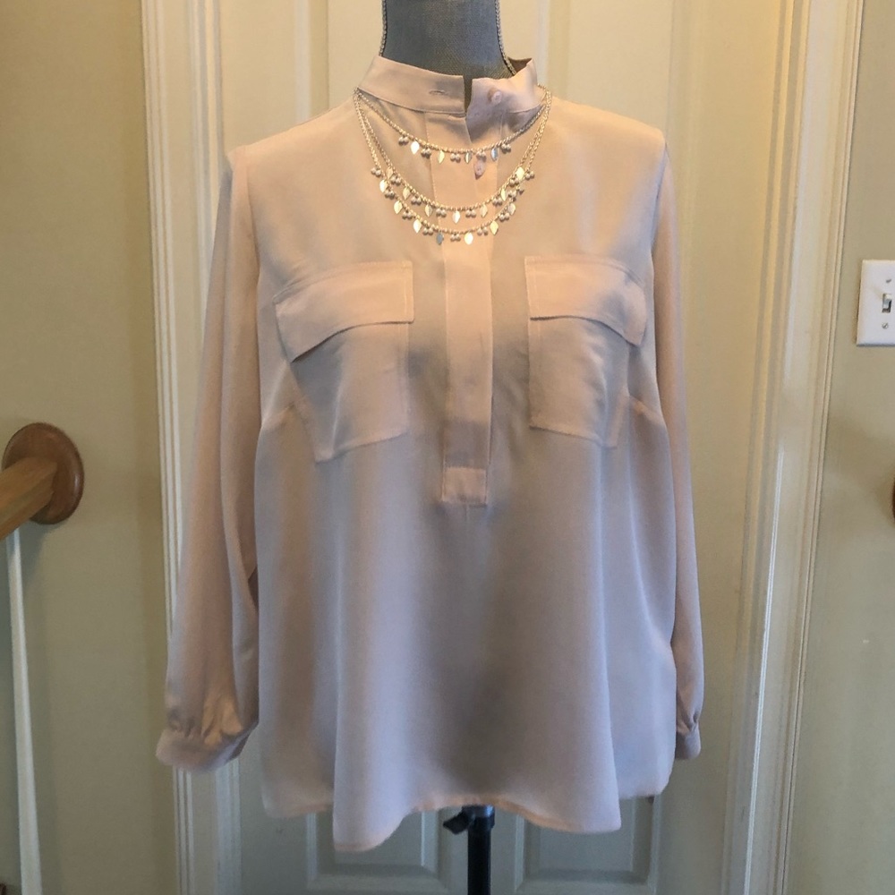 Talbots blouse 100% silk Taupe-pink 1XP NWT